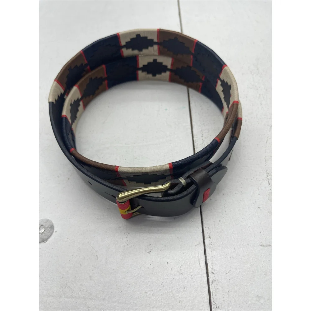 Old Ombu Belt Adults Size 110 43” XL Pampa Leather Blue , Tan, Brown Wax Thread